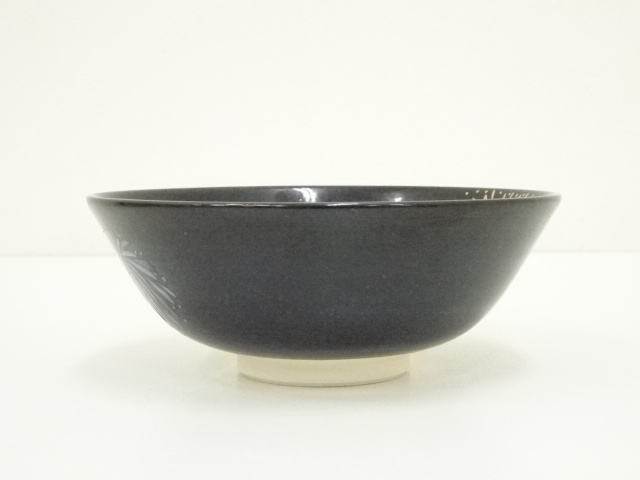 京焼 三宅陽春造 黒釉 花火図平茶碗（共箱）：リサイクル